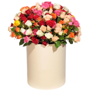 Mixed roses in a hatbox | Flower Delivery Astrakhan