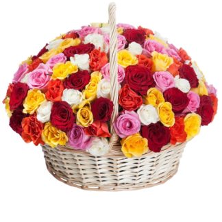 51 colorful roses in the basket | Flower Delivery Astrakhan